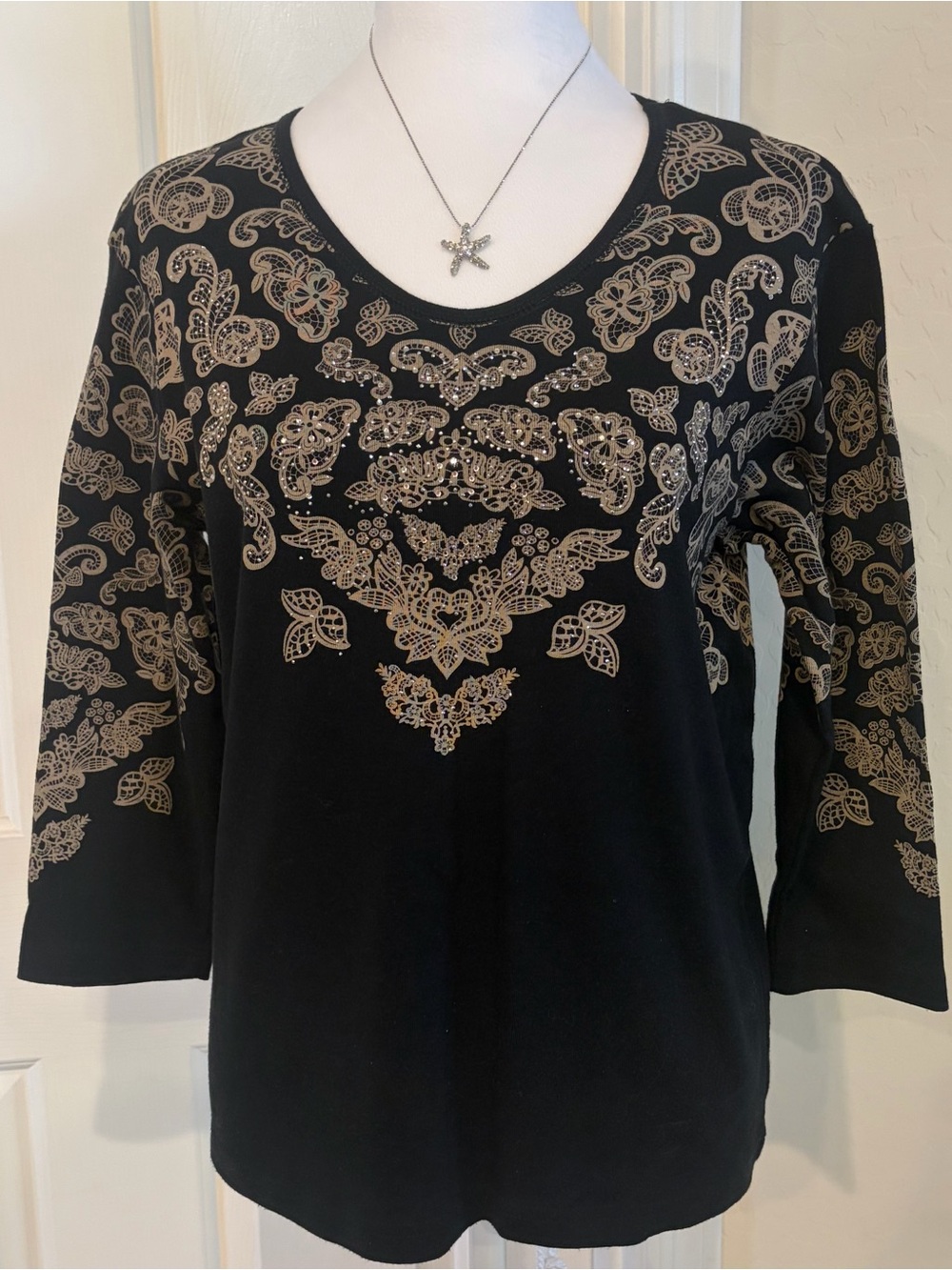 Vintage Cactus Black Embellished Tee